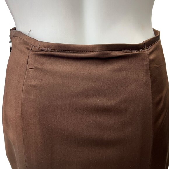 Maria Pinto Brown Silk Long High Waist Flared Skirt size 0-2 - Picture 9 of 11